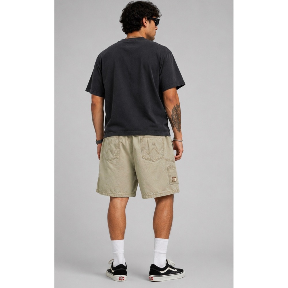 Vintage Y2K Wrangler Rugged Wear Mens Khaki Ripstop Cargo Shorts 38 Tan Cotton